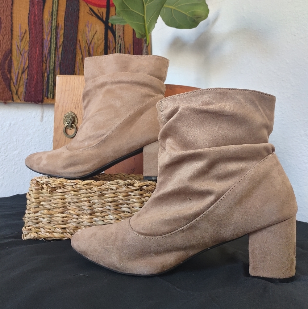Tan Vegan Suede Boots